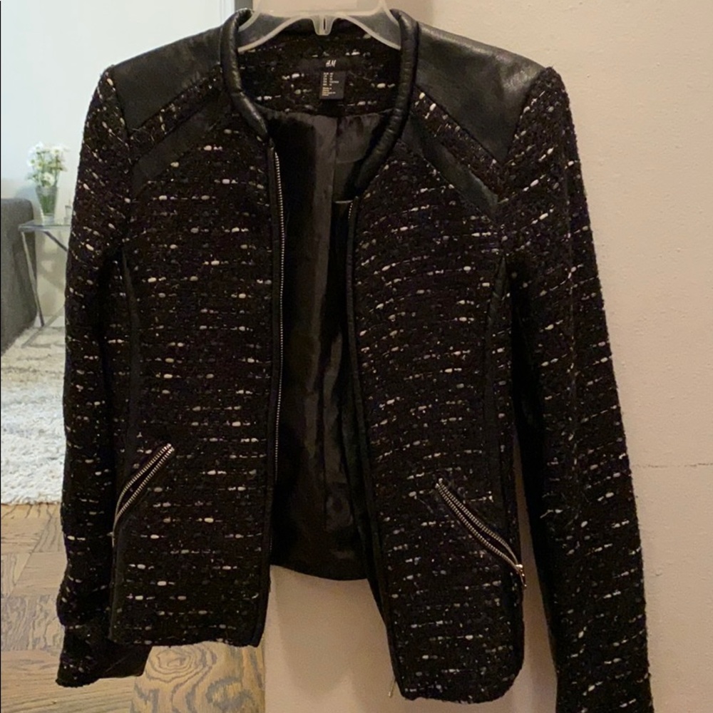 Black white grey tweed jacket